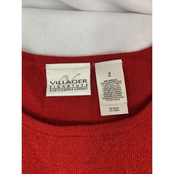 Villager Signature a Liz Claiborne Company Women's Sparkling Red Blouse - Picture 3 of 5